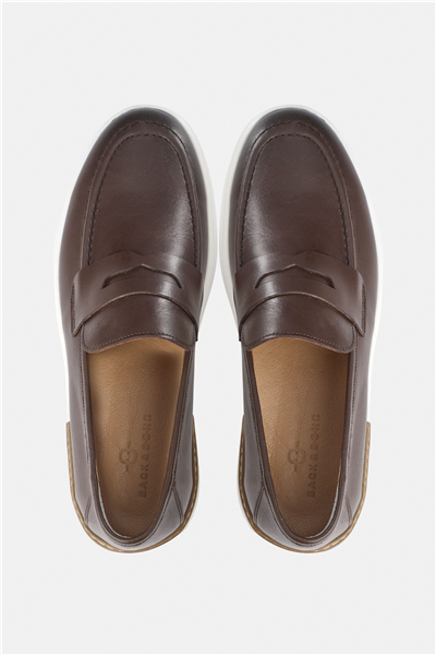 %100 Dana Derisi Kahverengi Loafer Ayakkabı