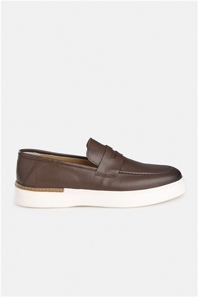 %100 Dana Derisi Kahverengi Loafer Ayakkabı