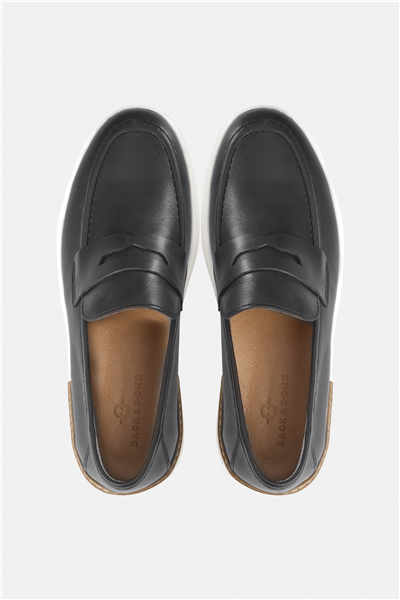 %100 Dana Derisi Siyah Loafer Ayakkabı