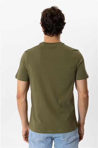 Haki Regular Fit %100 Pamuk Bisiklet Yaka Tişört
