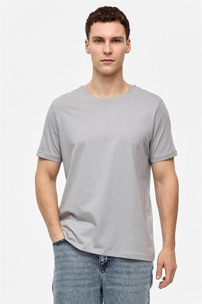 Açık Gri Regular Fit Bisiklet Yaka Basic Tişört