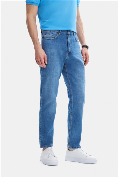 Açık Lacivert Tapered Fit Denim Pantolon