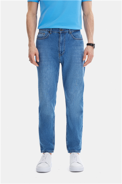 Açık Lacivert Tapered Fit Denim Pantolon