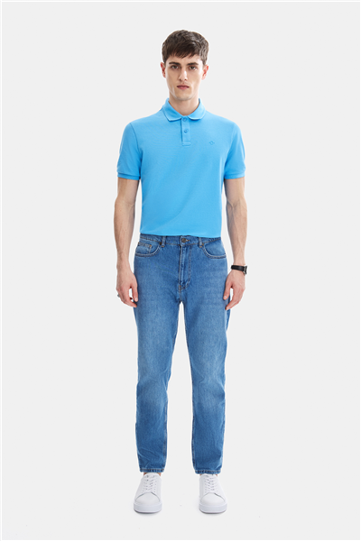 Açık Lacivert Tapered Fit Denim Pantolon