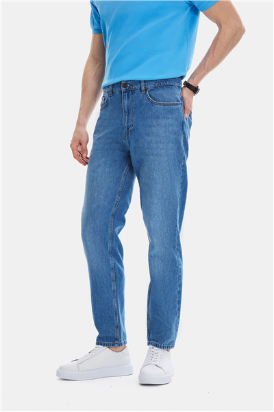 Açık Lacivert Tapered Fit Denim Pantolon