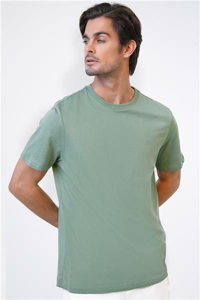 Adaçayı Regular Fit %100 Pamuk Bisiklet Yaka Tişört