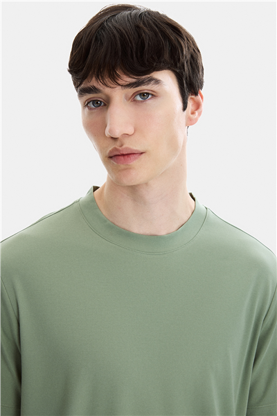 Adayaçayı Regular Fit Örme Bisiklet Yaka Tişört