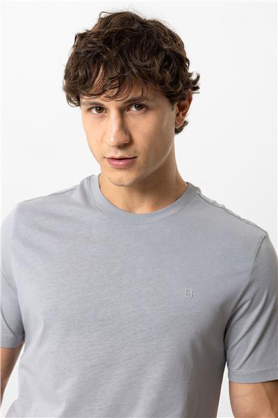 Antrasit Regular Fit %100 Pamuk Bisiklet Yaka Tişört