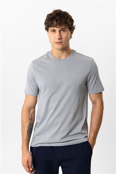 Antrasit Regular Fit %100 Pamuk Bisiklet Yaka Tişört
