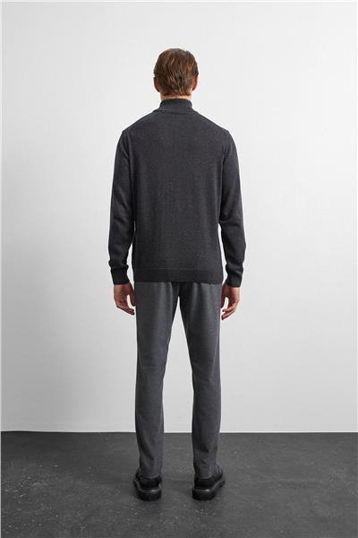 Antrasit Regular Fit Balıkçı Yaka Triko Kazak