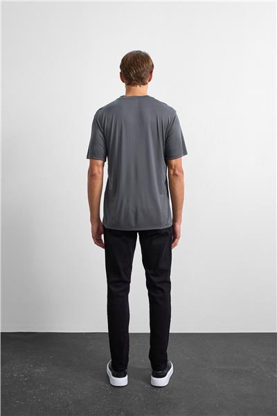 Antrasit Regular Fit Bisiklet Yaka Tişört