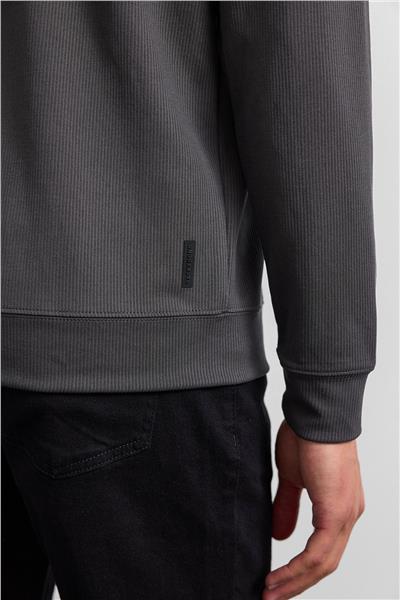 Antrasit Regular Fit Uzun Kol Bisiklet Yaka Tişört