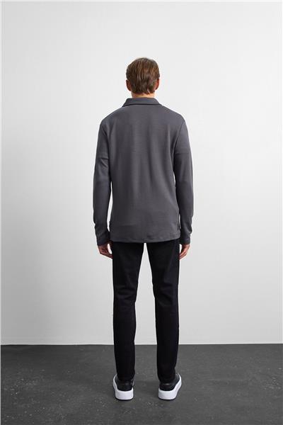 Antrasit Regular Fit Yarım Fermuarlı Sweatshirt
