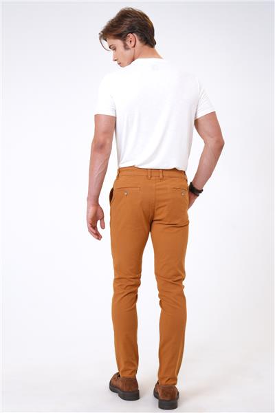 Camel Slim Fit Pamuklu Armürlü Chino Pantolon