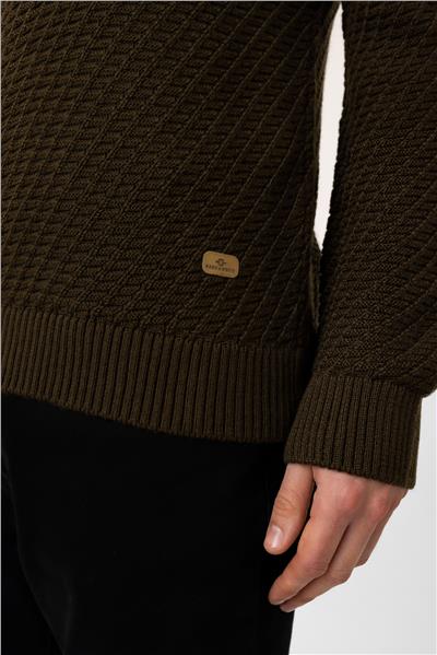 Haki Regular Fit Balıkçı Yaka Yünlü Triko Kazak