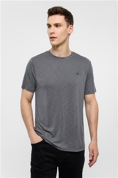 Gri Basic Flamlı Tişört