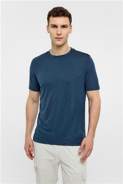 Lacivert Basic Flamlı Tişört