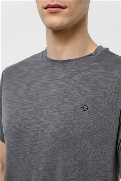 Gri Basic Flamlı Tişört