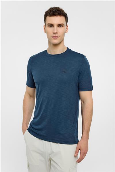 Lacivert Basic Flamlı Tişört