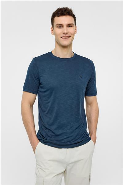 Lacivert Basic Flamlı Tişört