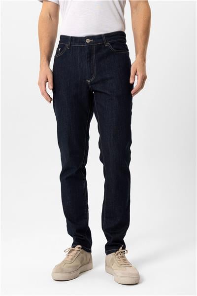 Lacivert Slim Fit 5 Cepli Pamuklu Denim Pantolon