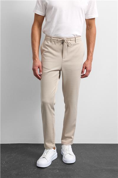 Bej Diagonel Jogger Örme Pantolon