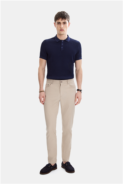 Bej Dokuma 5 Cep Pantolon