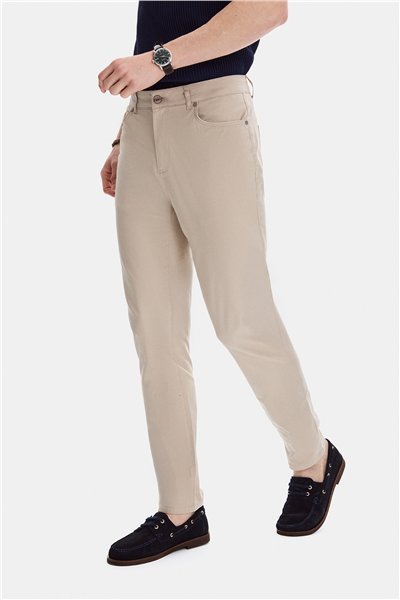 Bej Dokuma 5 Cep Pantolon