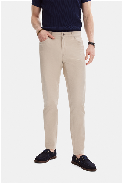 Bej Dokuma 5 Cep Pantolon