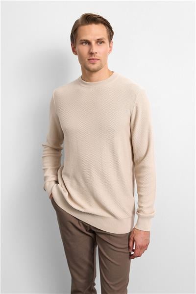 Bej Regular Fit Bisiklet Yaka Triko Kazak