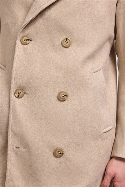 Bej Regular Fit Kruvaze Kısa Kaban