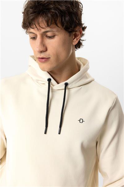 Bej Regular Fit Pamuklu Kapüşonlu Sweatshirt