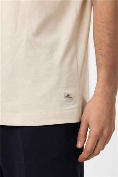 Bej Relaxed Fit %100 Pamuk Kısa Kollu Bisiklet Yaka Sweatshirt