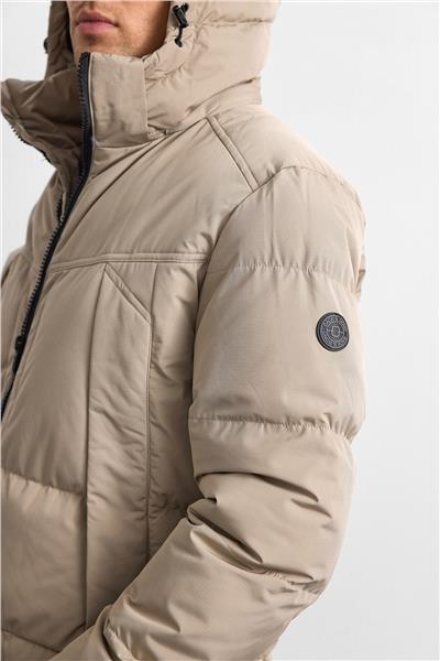 Bej Relaxed Fit Puffer Mont