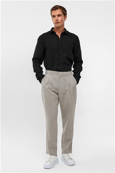 Gri Carrot Fit Beli Lastikli Pantolon