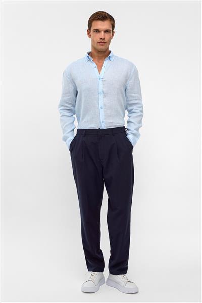 Lacivert Carrot Fit Belli Lastikli Pantolon