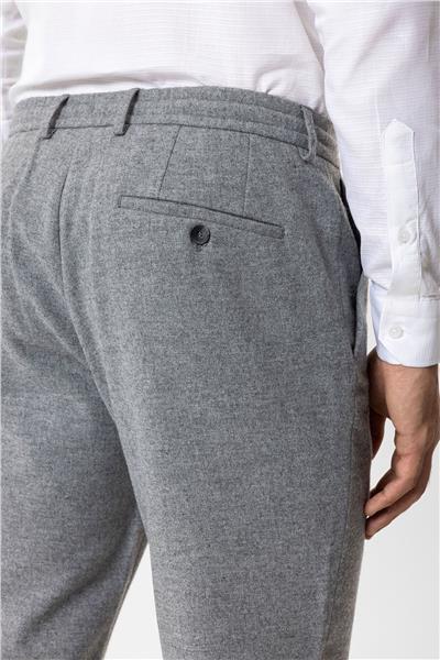 Koyu Gri Slim Fit Beli Bağcıklı Yünlü Jogger Pantolon