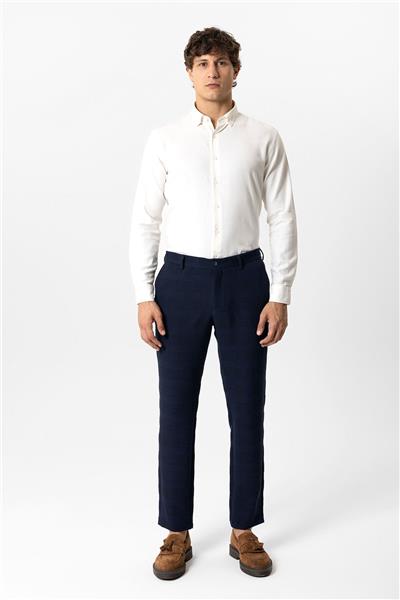 Lacivert Slim Fit Ekoseli Jogger Pantolon