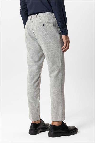 Açık Gri Slim Fit Beli Bağcıklı Yünlü Jogger Pantolon