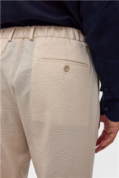 Bej Slim Fit Beli Lastikli Pantolon