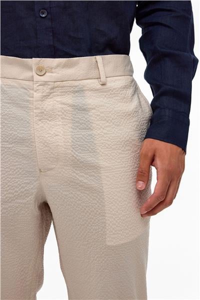 Bej Slim Fit Beli Lastikli Pantolon