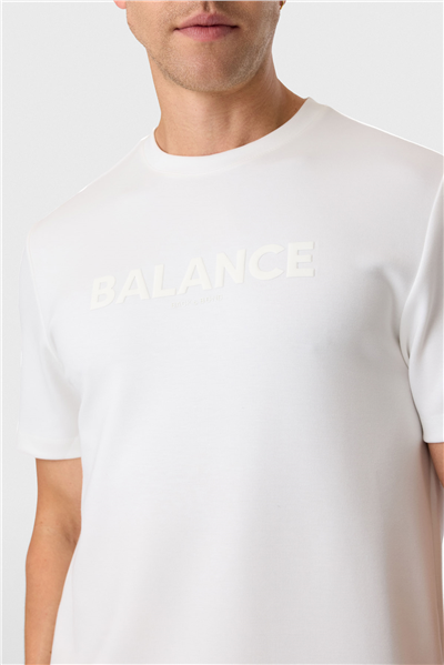 Beyaz Baskılı Regular Fit Bisiklet Yaka Tişört