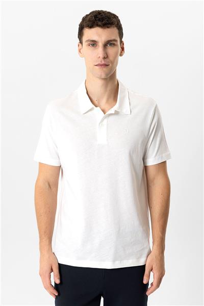 Beyaz Regular Fit %100 Pamuk Polo Yaka Tişört