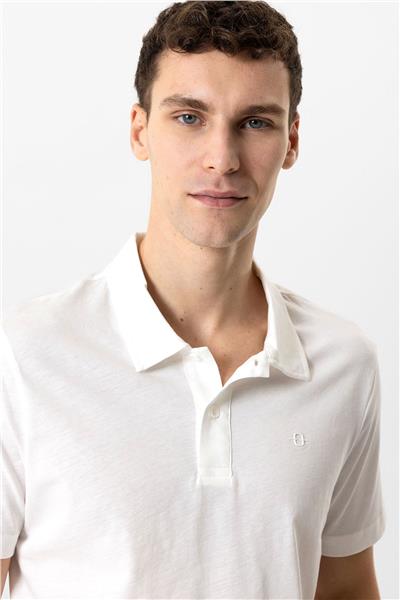 Beyaz Regular Fit %100 Pamuk Polo Yaka Tişört