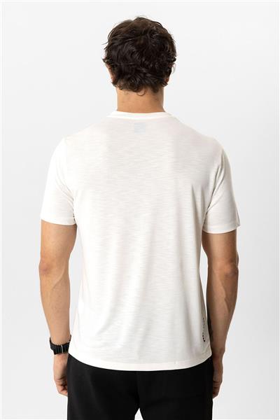 Beyaz Regular Fit Bisiklet Yaka Baskılı Modal Tişört