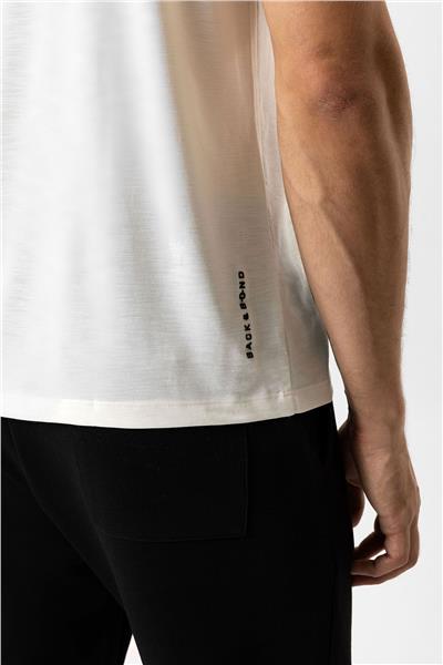 Beyaz Regular Fit Bisiklet Yaka Baskılı Modal Tişört