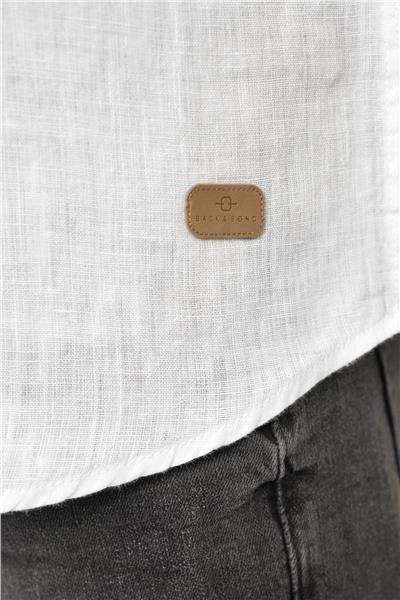 Beyaz Regular Fit Keten Gömlek