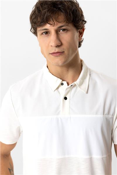 Beyaz Regular Fit Modal Polo Yaka Tişört