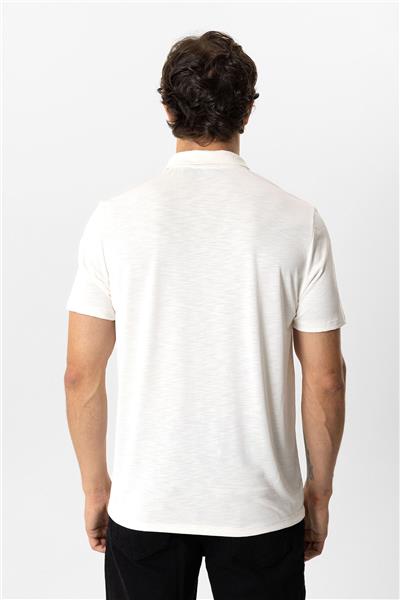 Beyaz Regular Fit Modal Polo Yaka Tişört