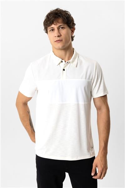 Beyaz Regular Fit Modal Polo Yaka Tişört